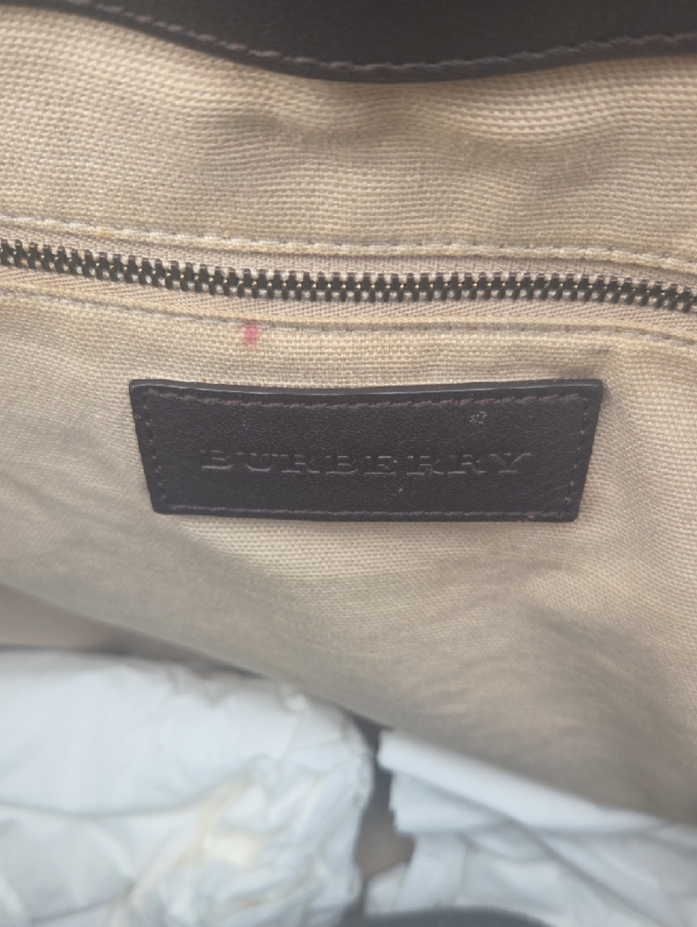 Burberry Beige Plaid Tote with Black Leather Handles and Gold Studs - Picture 9 of 13